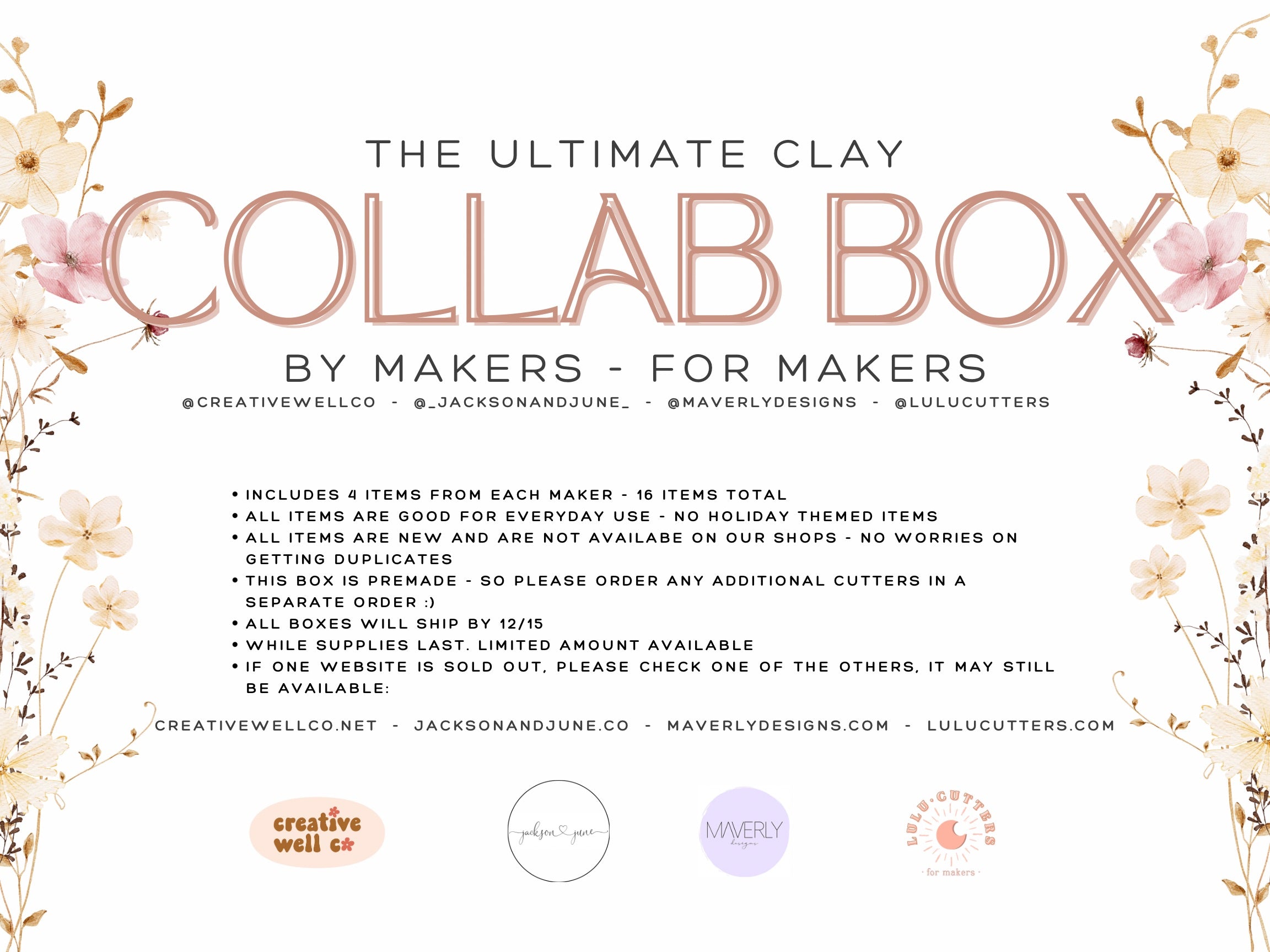 Ultimate Clay Collab Box By Makers For Makers (Maverly Designs, Creativewellco, Lulucutters, and Jackson and June)