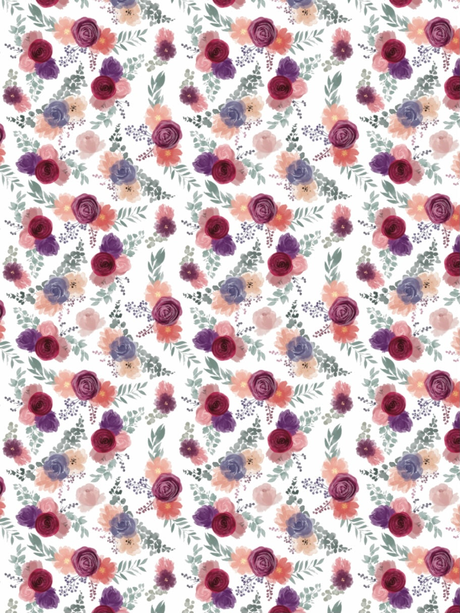 Image Transfers | HD6 - Burgundy & Lavender Watercolor Florals