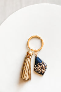 Navy & Gold Glitter Keychain