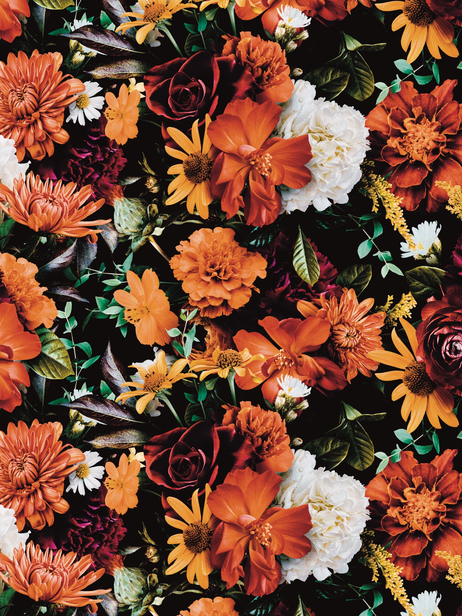 Image Transfers - RF4 Realistic Floral Orange & Yellow Textured Florals
