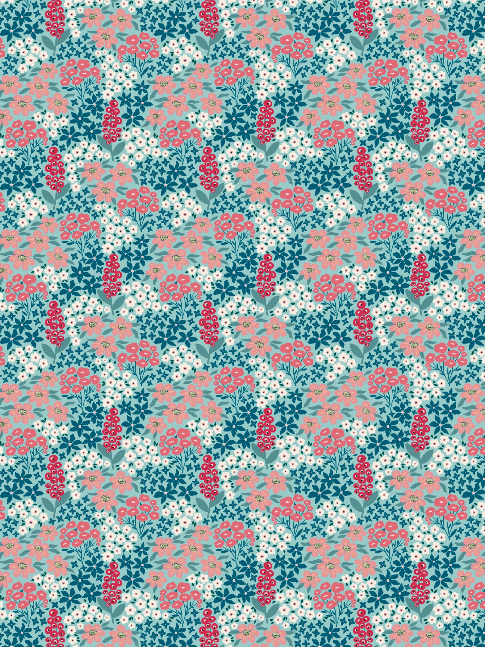 Image Transfers | Salmon, Pink, and Blue Floral Doodle