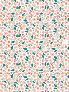 Image Transfers | Salmon & Green Floral Doodle