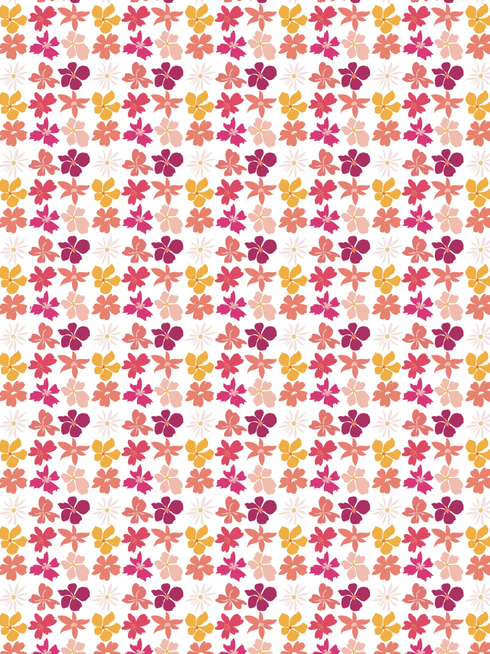 Image Transfers | Yellow, Purple, Pink & Salmon Floral Doodle