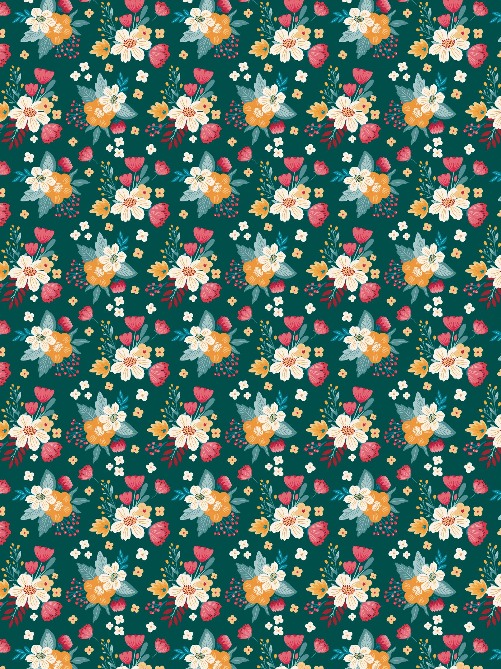 Image Transfers | Green, White, Yellow & Pink Floral Doodle