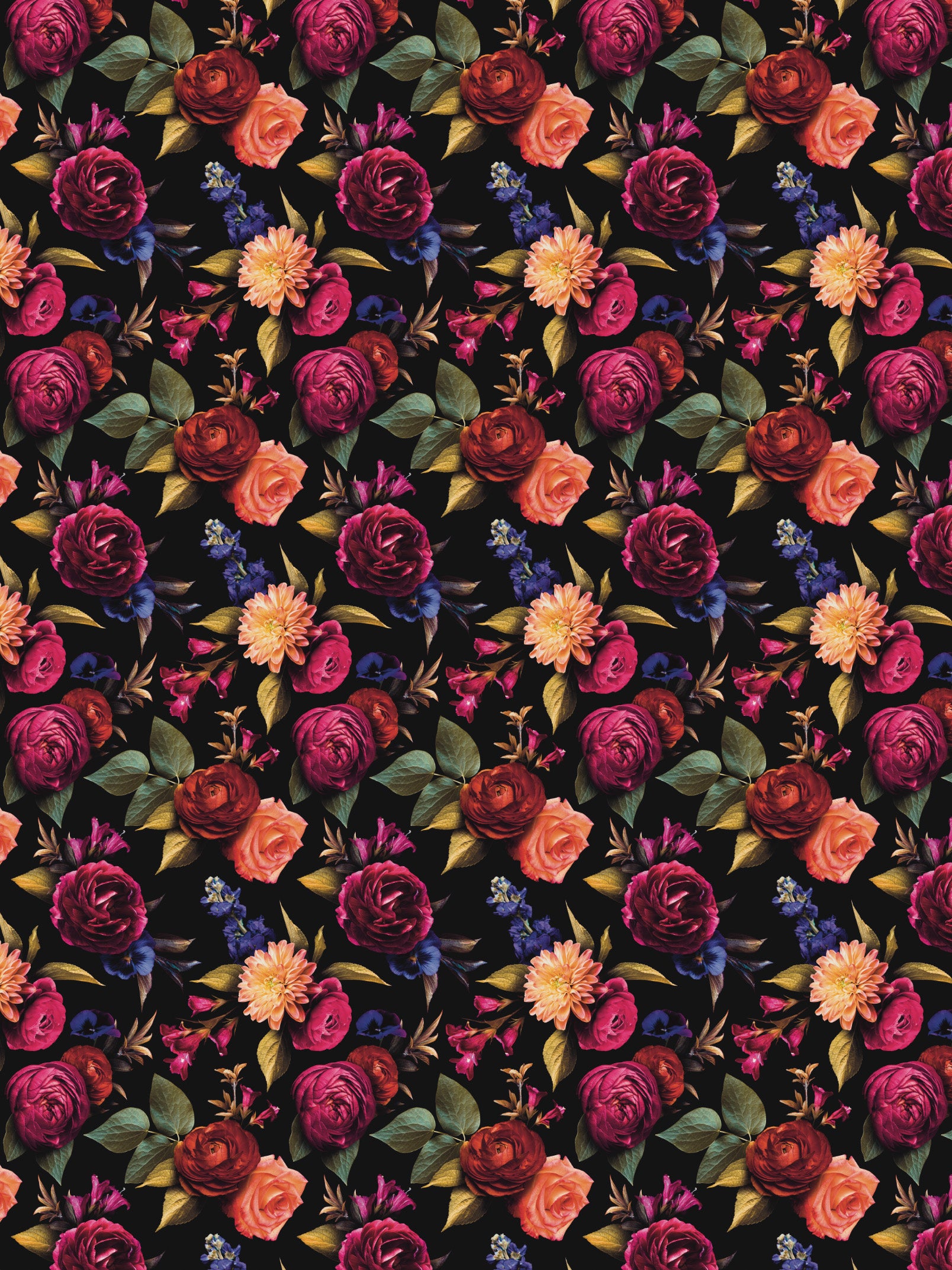 Image Transfers - RF10 Realistic Floral Deep Pink Textured Florals