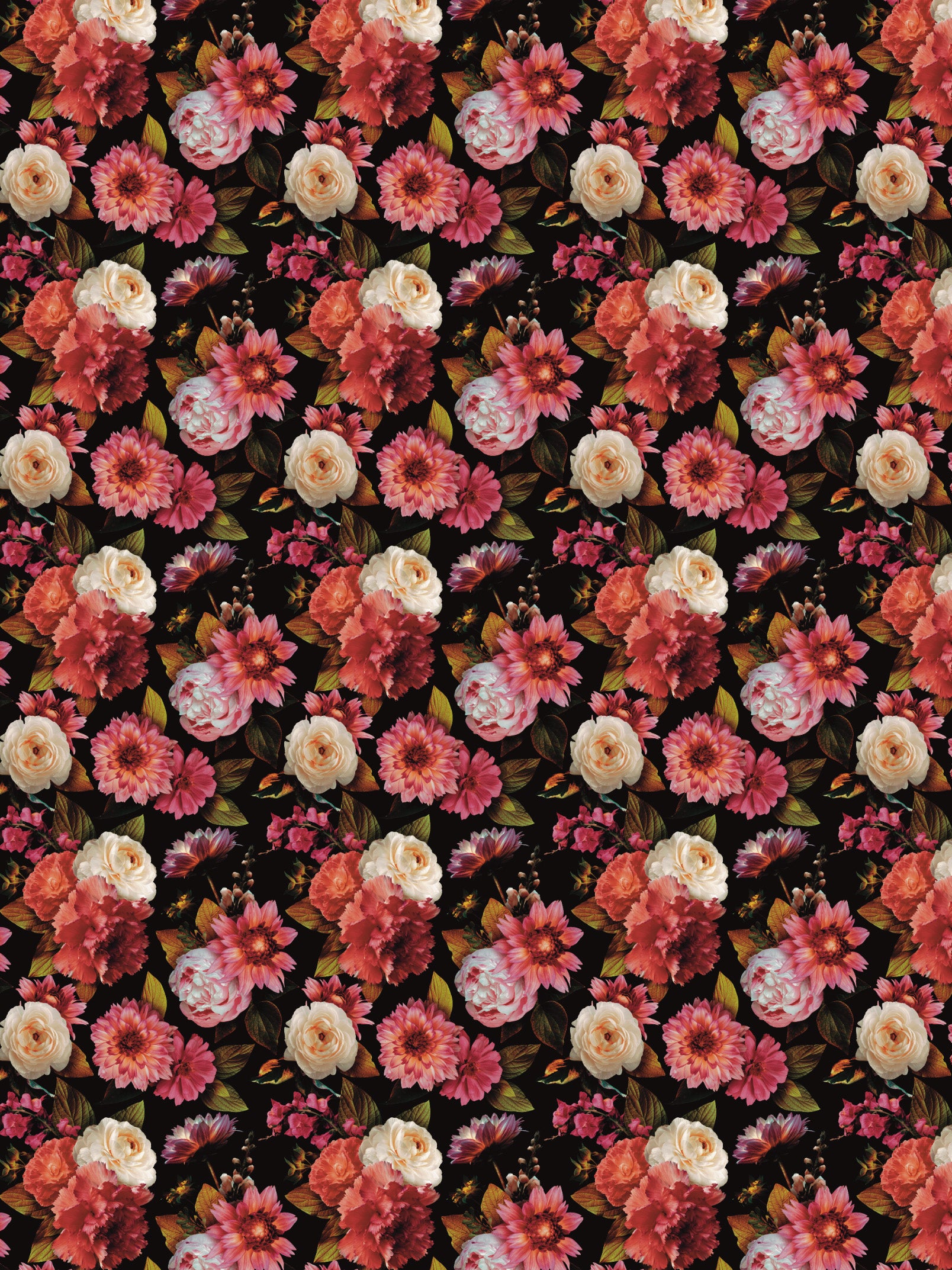 Image Transfers - RF6  Realistic Floral Pink & Salmon Textured Florals