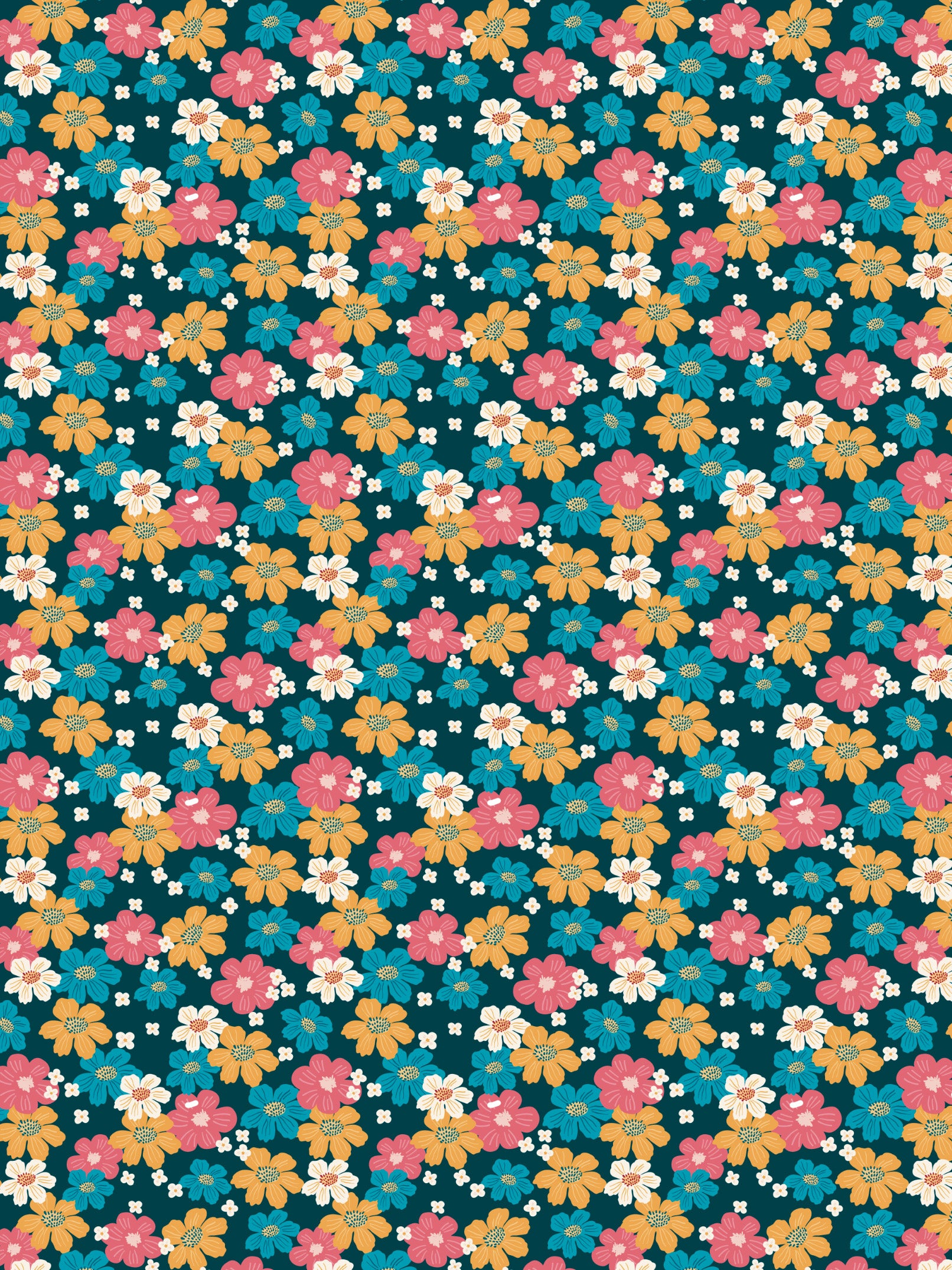 Image Transfers | Blue, Pink and Yellow Floral Doodle