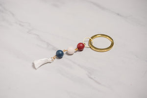 Red White & Blue Beaded Keychain
