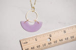 Load image into Gallery viewer, Milk Glass Half Donut Necklace in Purple
