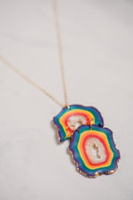 Load image into Gallery viewer, Pride Rainbow Broken Geode Necklace
