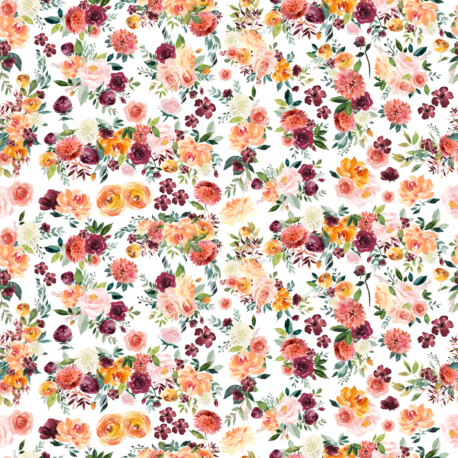 Image Transfers | Orange & Burgundy Floral